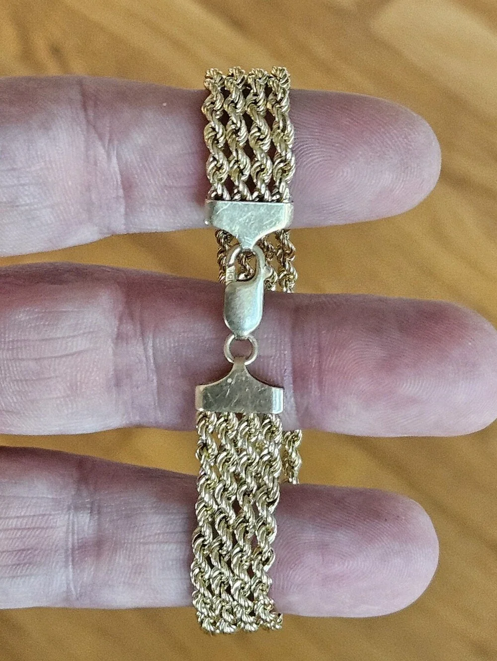 Vintage Solid 10k Yellow Gold Multi Rope Chain Bracelet 7